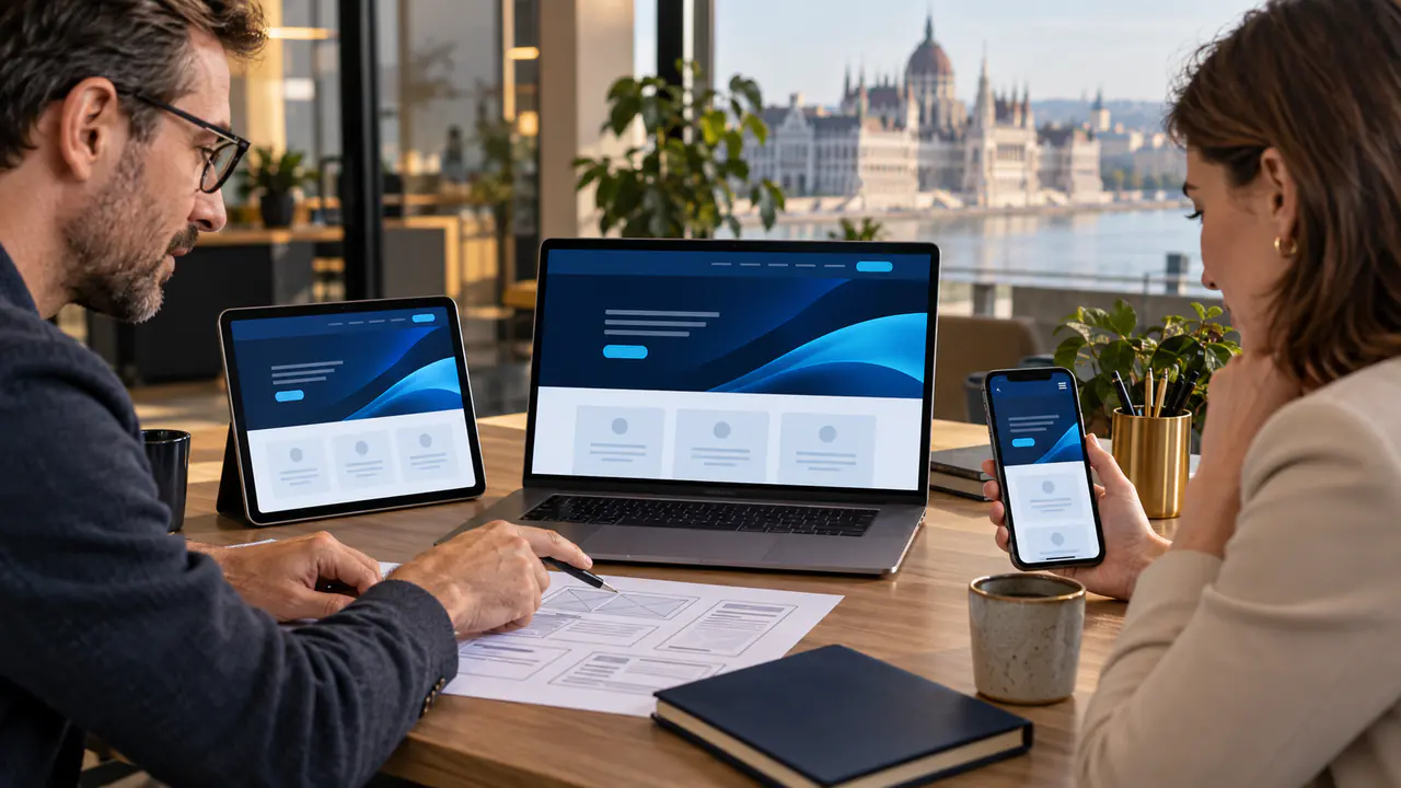 A megújult FeQSoft weboldal asztali, tablet- és mobilnézete.