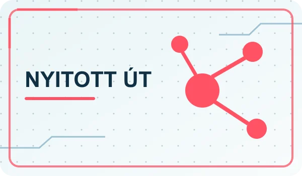 Nyitott hálózati útvonalat mutató szemléltető csomópontok.