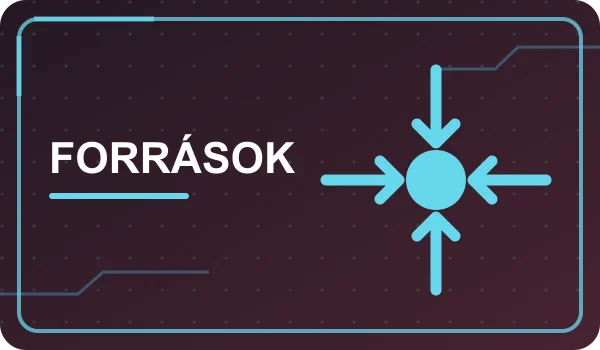 Négy forrás felől érkező, középpontba tartó nyilak.