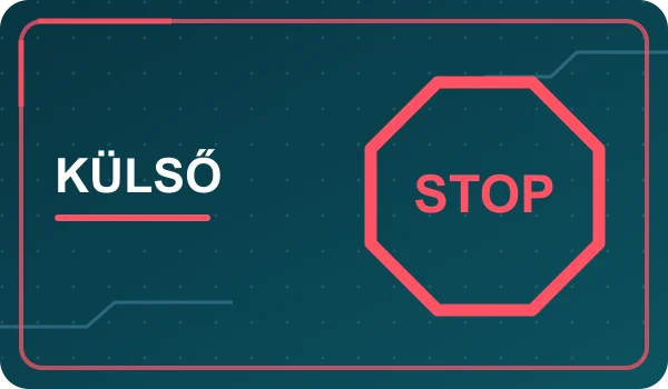 Külső, független leállító pontot jelző stopábra.